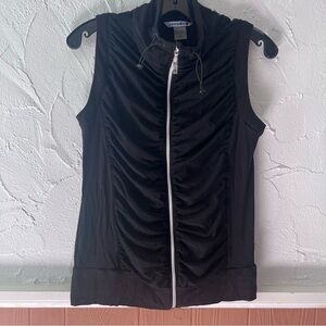 Nygard Zip Up Sleeveless Black Vest Size Medium With Mesh Overlay